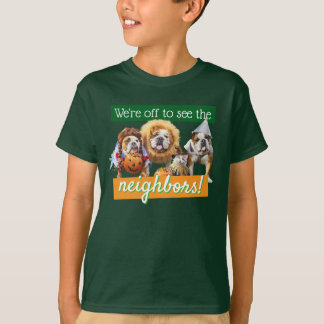 Tre bulldoggar i kostymer t shirt