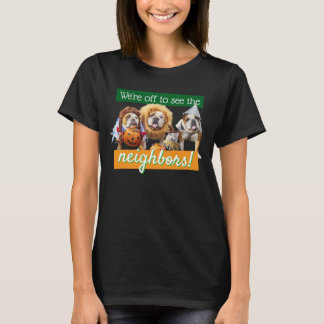 Tre bulldoggar i kostymer t shirt
