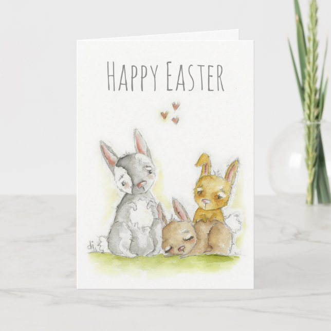 Tre Bunnies - Påsk Card Tack Kort (Framsida)