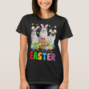 Tre Bunny Ragdoll Cats & Påskägg Basket Easte T Shirt