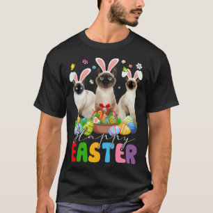 Tre Bunny Siamese katter & påskäggs korg påsk T Shirt
