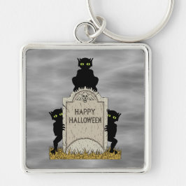 Tre busar God Halloween Fyrkantig Silverfärgad Nyckelring