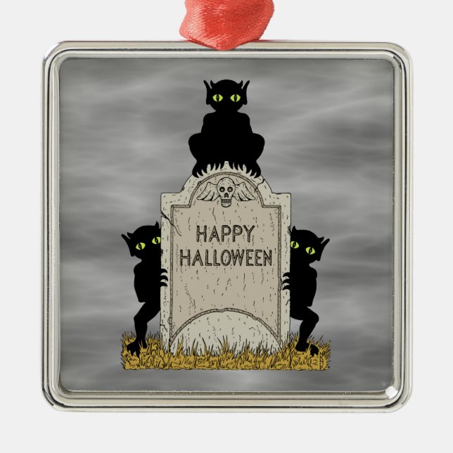 Tre busar God Halloween Julgransprydnad Metall (Framsidan)