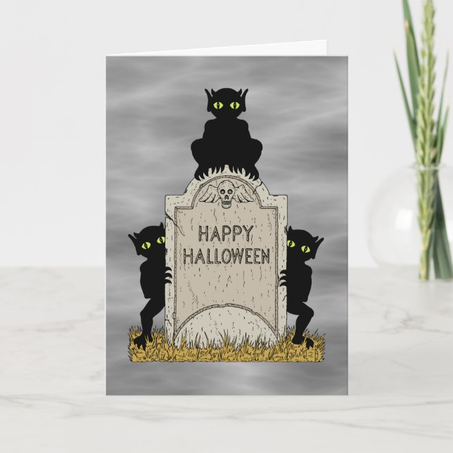 Tre busar God Halloween Kort (Framsida)