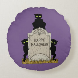 Tre busar God Halloween Rund Kudde