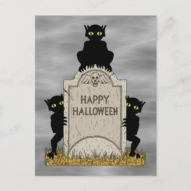 Tre busar God Halloween Vykort (Framsida)