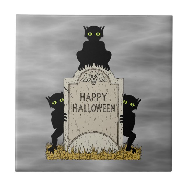 Tre busar Gott Halloween Kakelplatta (Framsidan)