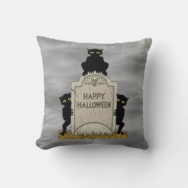 Tre busar Gott Halloween Kudde (Framsida)