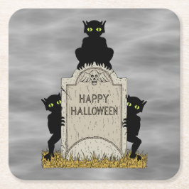 Tre busar Gott Halloween Underlägg Papper Kvadrat
