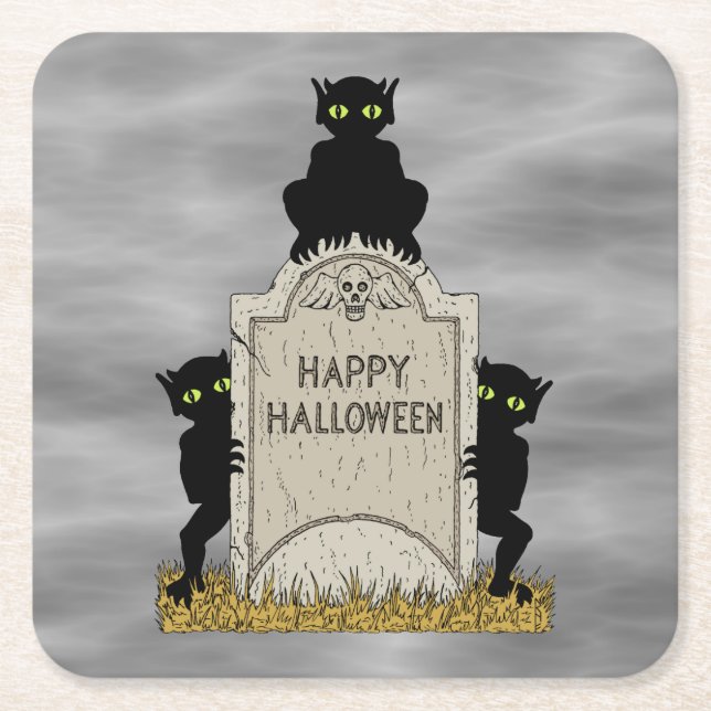 Tre busar Gott Halloween Underlägg Papper Kvadrat (Framsidan)