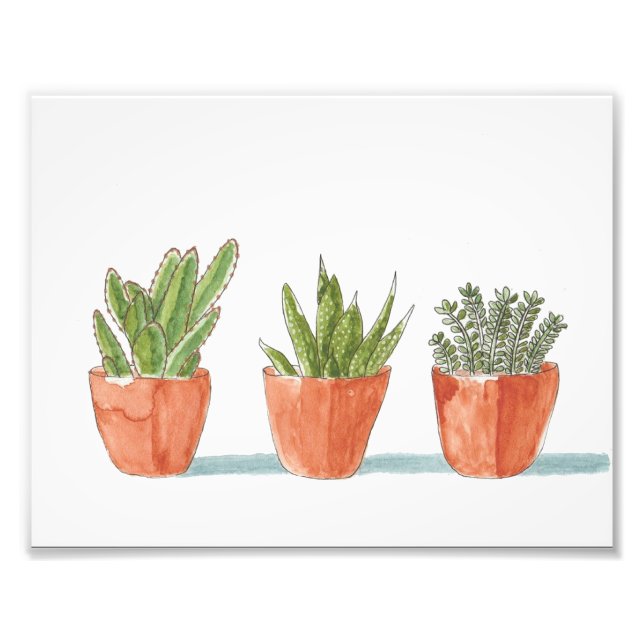Tre Cacti i en rad Fototryck (Framsidan)