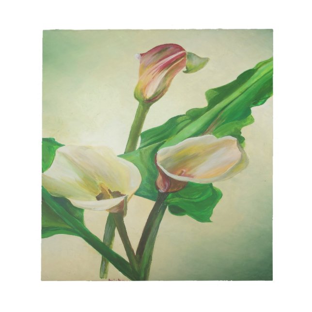 Tre Calla Lilies Stunning Botanical Acrylic Anteckningsblock (Framsida)