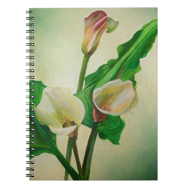 Tre Calla Lilies Stunning Botanical Acrylic Anteckningsbok (Framsidan)