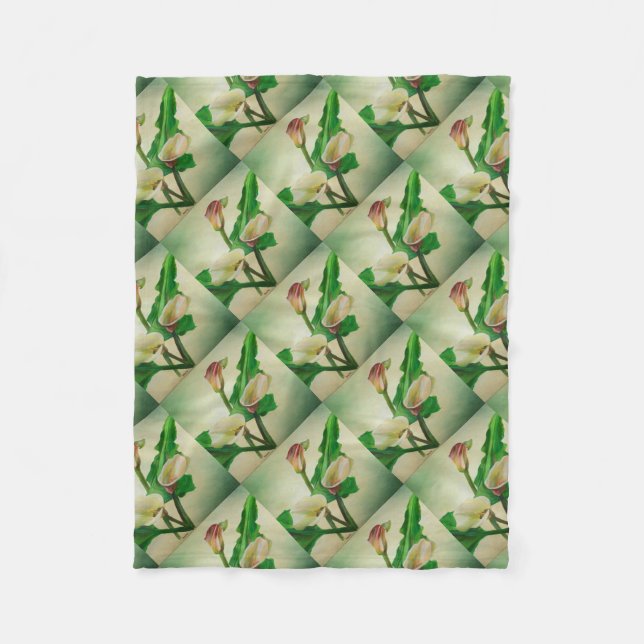 Tre Calla Lilies Stunning Botanical Acrylic Fleecefilt (Framsidan)