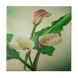 Tre Calla Lilies Stunning Botanical Acrylic Kakelplatta