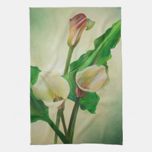 Tre Calla Lilies Stunning Botanical Acrylic Kökshandduk