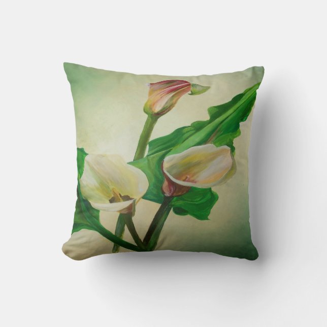 Tre Calla Lilies Stunning Botanical Acrylic Kudde (Framsida)