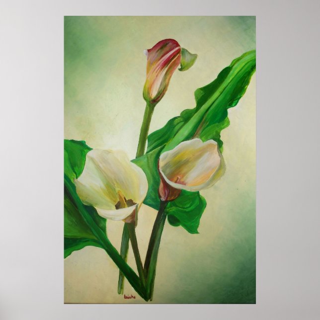 Tre Calla Lilies Stunning Botanical Acrylic Poster (Framsidan)