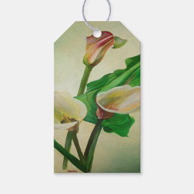 Tre Calla Lilies Stunning Botanical Acrylic Presentetikett (Framsidan)