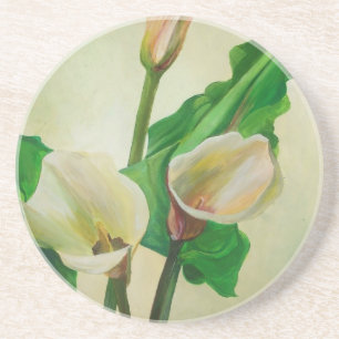 Tre Calla Lilies Stunning Botanical Acrylic Underlägg Sandsten