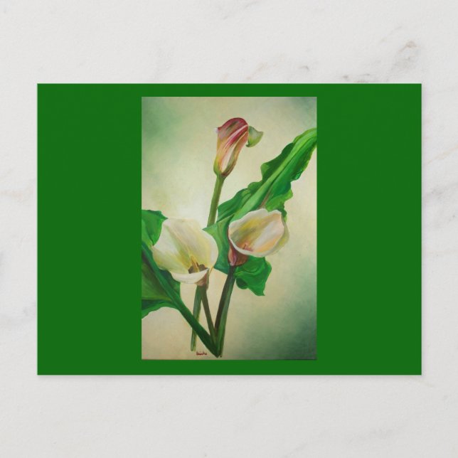 Tre Calla Lilies Stunning Botanical Acrylic Vykort (Framsida)