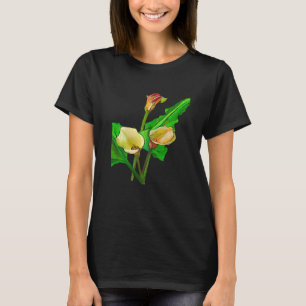 Tre Calla Lilior Svart Kontur T Shirt