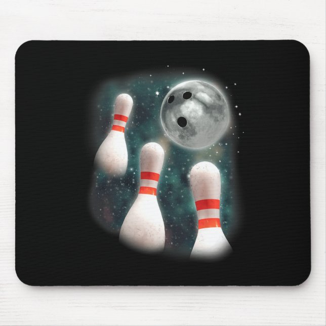 Tre Candlepin Måne 3 Bowling Pin Konstig Funny Bow Musmatta (Framsidan)