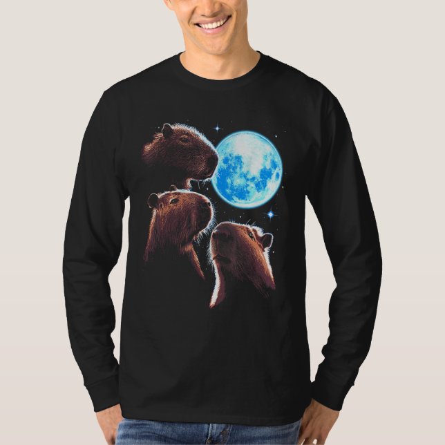 Tre Capybara Måne Funny Capybara Meme Mystical C T Shirt (Framsida)