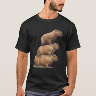 Tre Capybaras Funny Capybara Humor Stack Animal T Shirt
