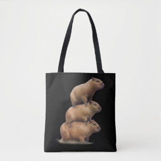 Tre Capybaras Funny Capybara Humor Stack Animal Tygkasse
