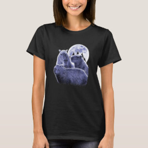 Tre Capybaras och Måne Capybara Humor Parody T Shirt