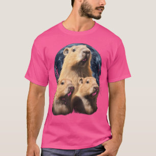 Tre Capybaras och Måne funny Capybara Humor Capy T Shirt