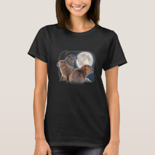 Tre Capybaras och Måne Funny Capybara Humor Paro T Shirt