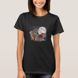 Tre Capybaras och Måne Funny Capybara Humor Paro T Shirt