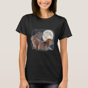 Tre Capybaras och Måne Funny Capybara Humor Paro T Shirt