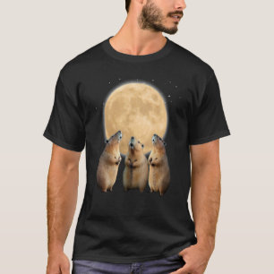 Tre Capybaras vid Måne Capybara Howling Dead T Shirt