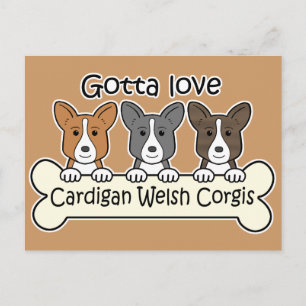 Tre Cardigan Welsh Corgis Vykort