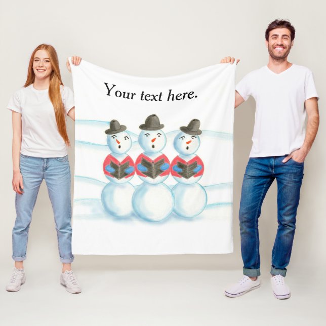 Tre Caroling-Snögubbar sjunger, jultomter Fleecefilt (På plats)