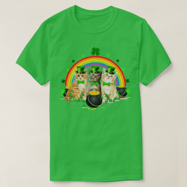 Tre Cat St patricks day Kattunge Kitten Älskare Ir T Shirt (Design framsida)