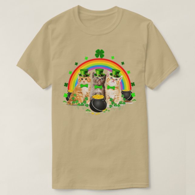 Tre Cat St patricks day Kitten Älskare Iris T Shirt (Design framsida)