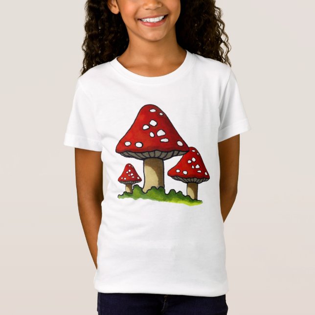 Tre champinjoner, giftsvampar: Original- konst Tee (Framsida)