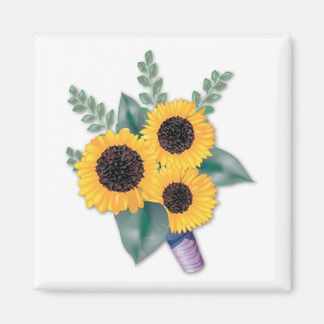 Tre Cheerful Sunblommor Magnet (Framsidan)