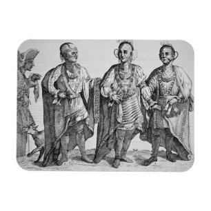 Tre Cherokee chefer för amerikan, 1762 (gravyr) Magnet