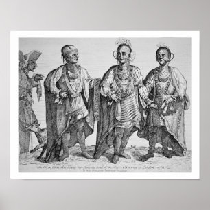 Tre Cherokee chefer för amerikan, 1762 (gravyr) Poster