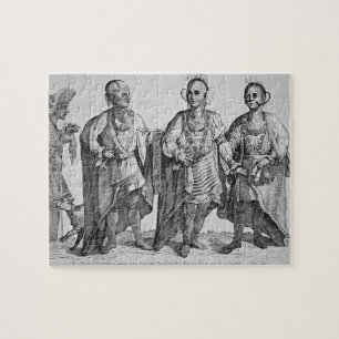Tre Cherokee chefer för amerikan, 1762 (gravyr) Pussel