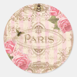 Tre Chic Paris Ro Stickers eller Kuvert Seals Runt Klistermärke
