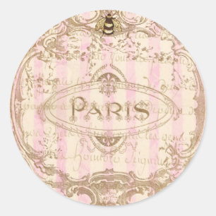Tre Chic Paris Stickers eller Kuvert Seals Runt Klistermärke