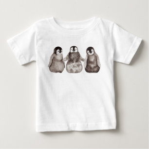 Tre Chickar av vattenfärgen Emperor Penguin  T Shirt