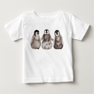 Tre Chickar av vattenfärgen Emperor Penguin  T Shirt