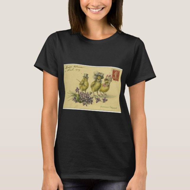 Tre Chickar, Paris Frankrike T Shirt (Framsida)